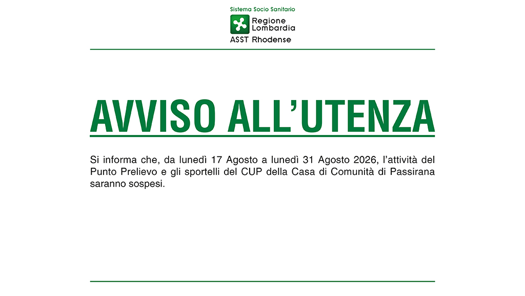 Chiusura CdC passirana Agosto